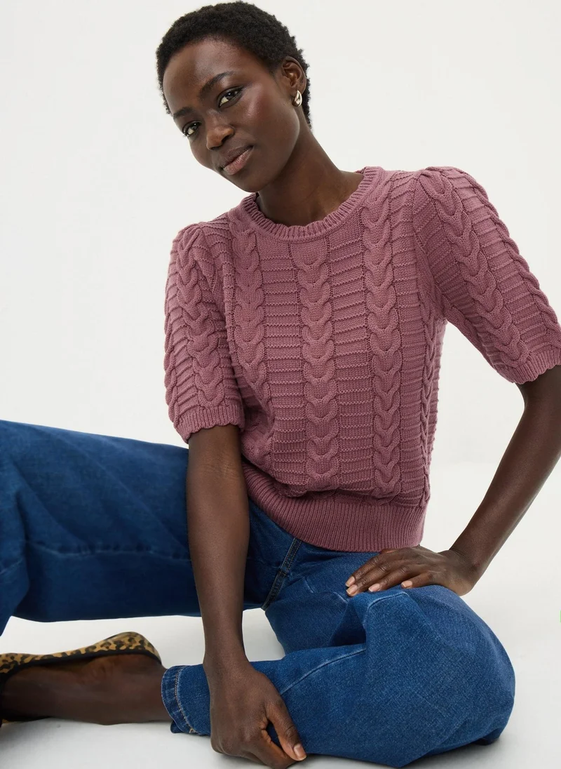 ماتلان Raspberry Pretty Cable Short Sleeve Jumper